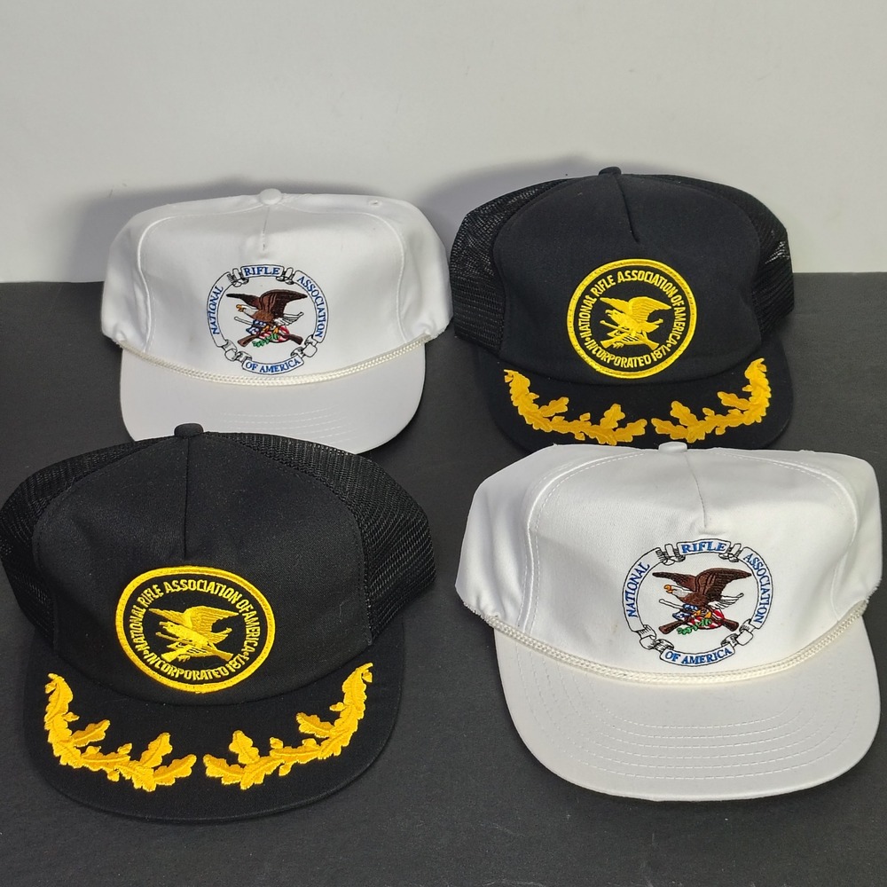 NRA Hat Lot Mens OSFM Black White Vintage Trucker Rope Caps 4pc K-Products